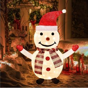 Christmas Snowman Decorations, Pre-lit 48LED Collapsible Snowman Battery nwt